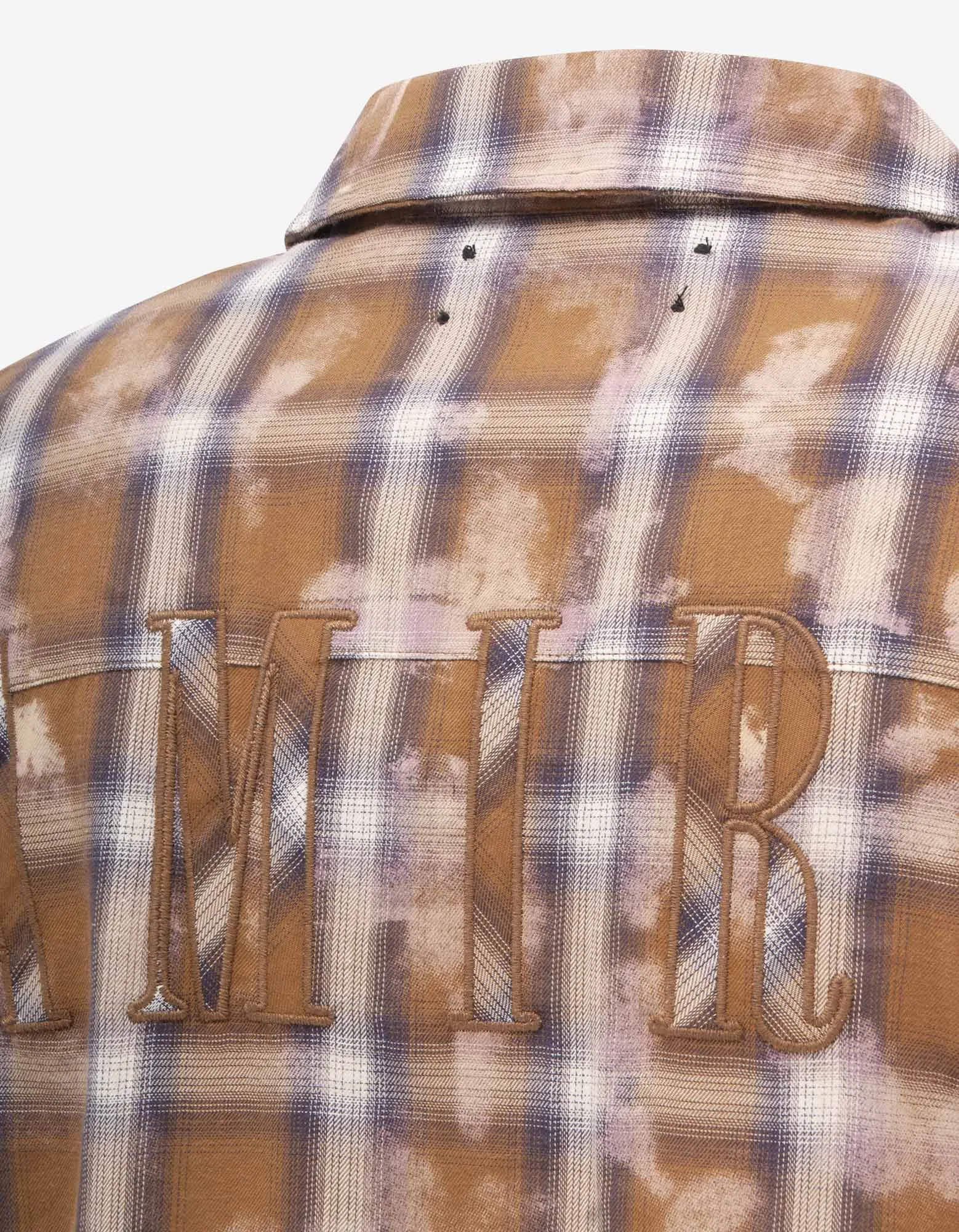 Amiri Brown Bleach Amiri Logo Flannel Shirt