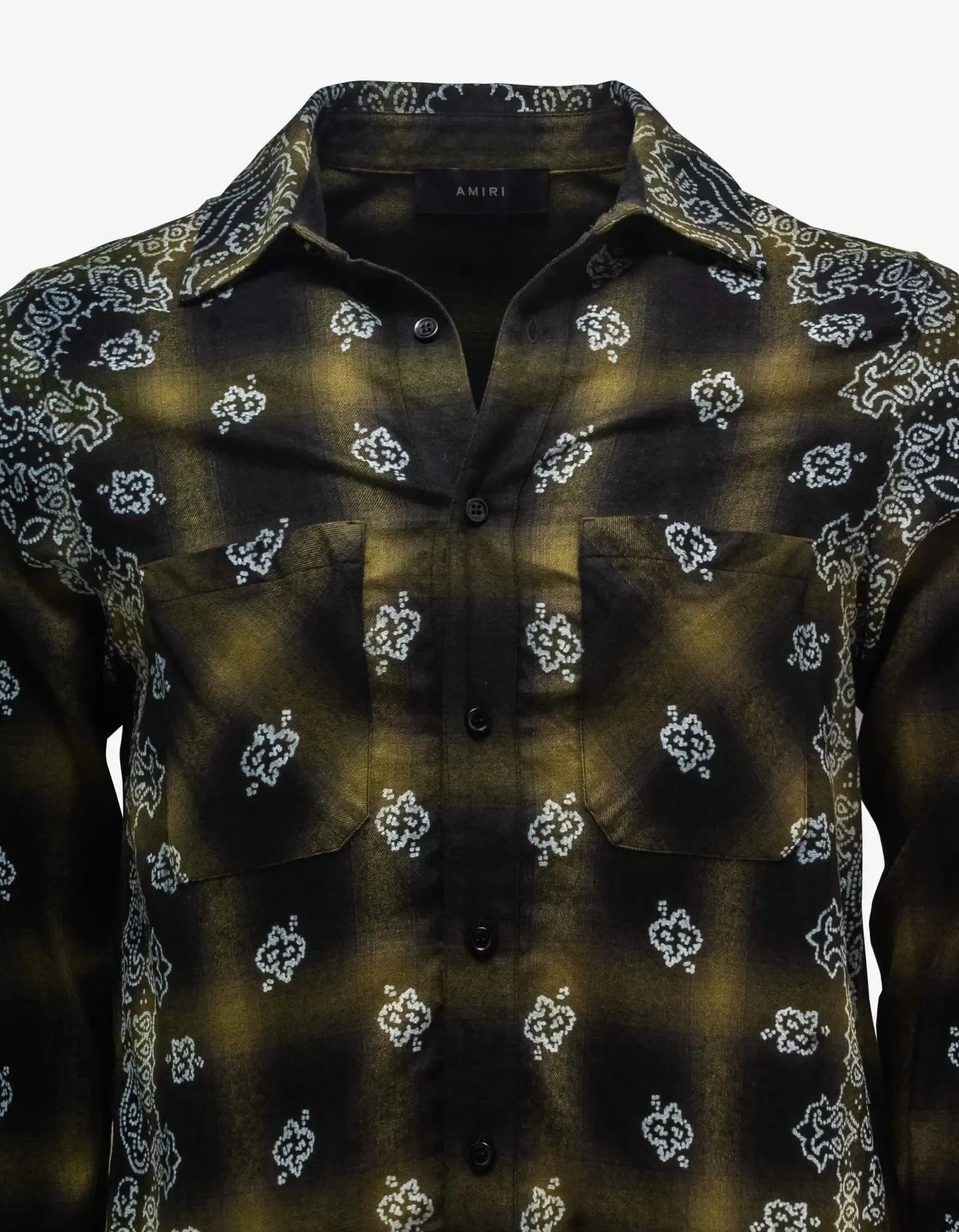 Amiri Green Bleach Bandana Shadow Plaid Shirt
