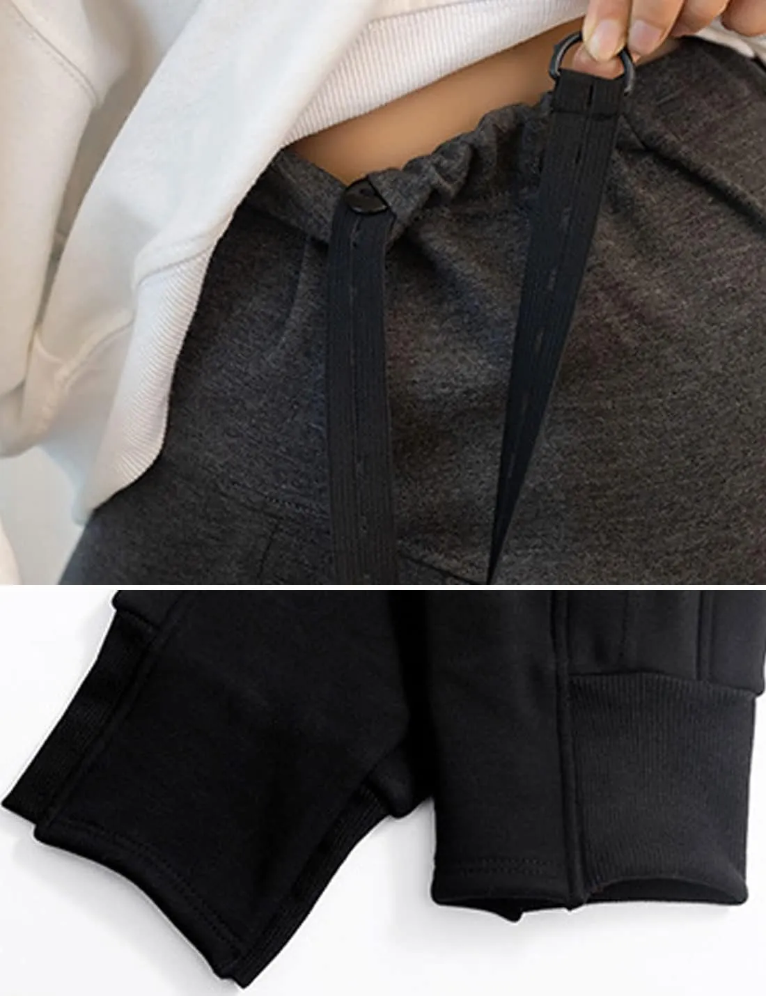 Autumn Winter Over Bump Maternity Fleece Sherpa Lined Sweatpants for Pregnant Women