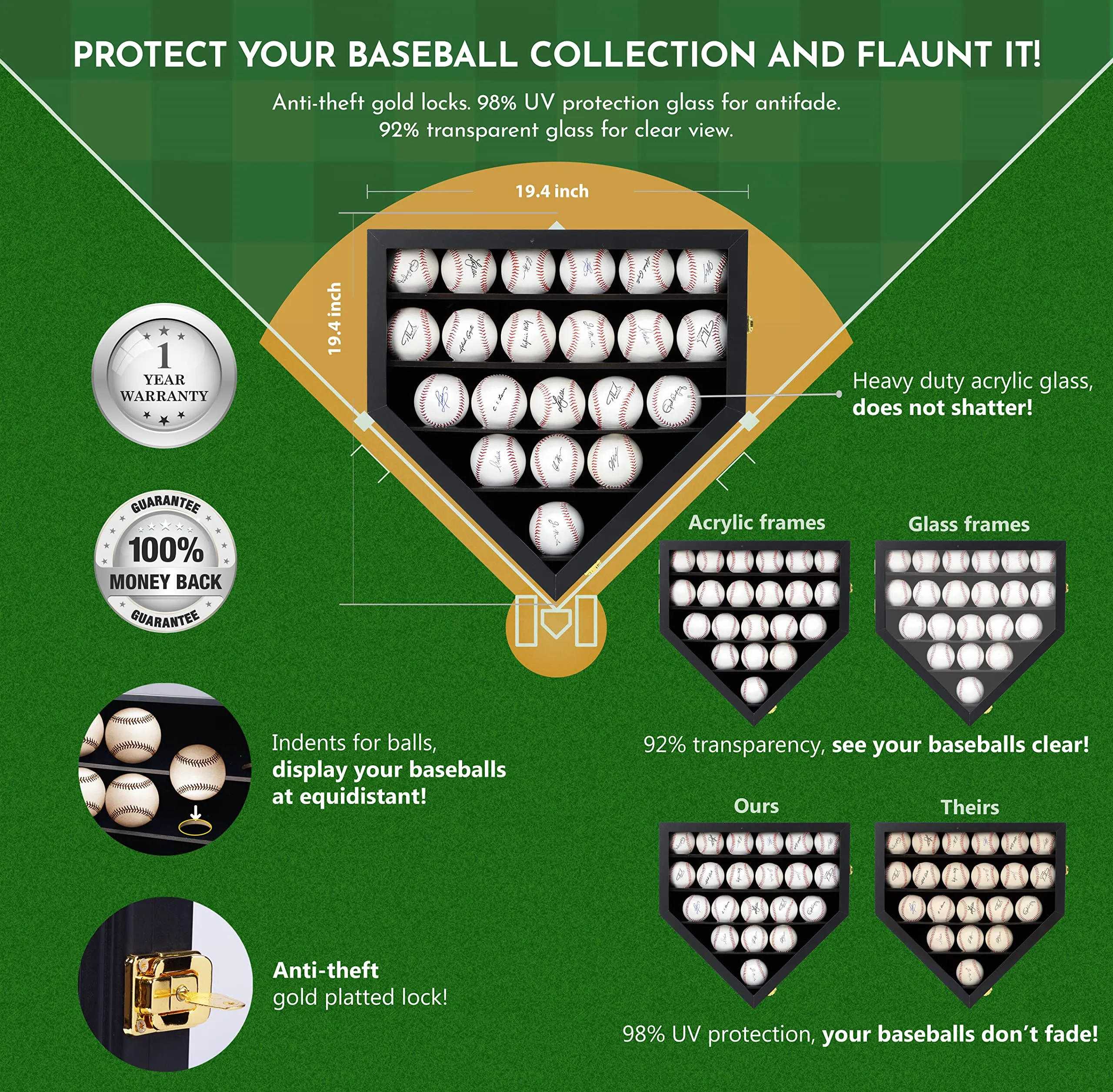 Baseball Display Case Baseball Holders For Balls Display Baseballs 12 Pack Wall