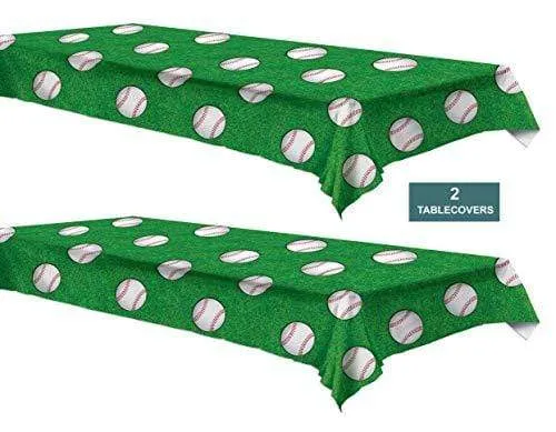 Baseball Party Table Covers, 54" x 108" (2 Pack)