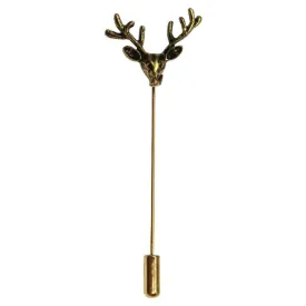 Bassin and Brown Vintage Stag Lapel Pin - Bronze
