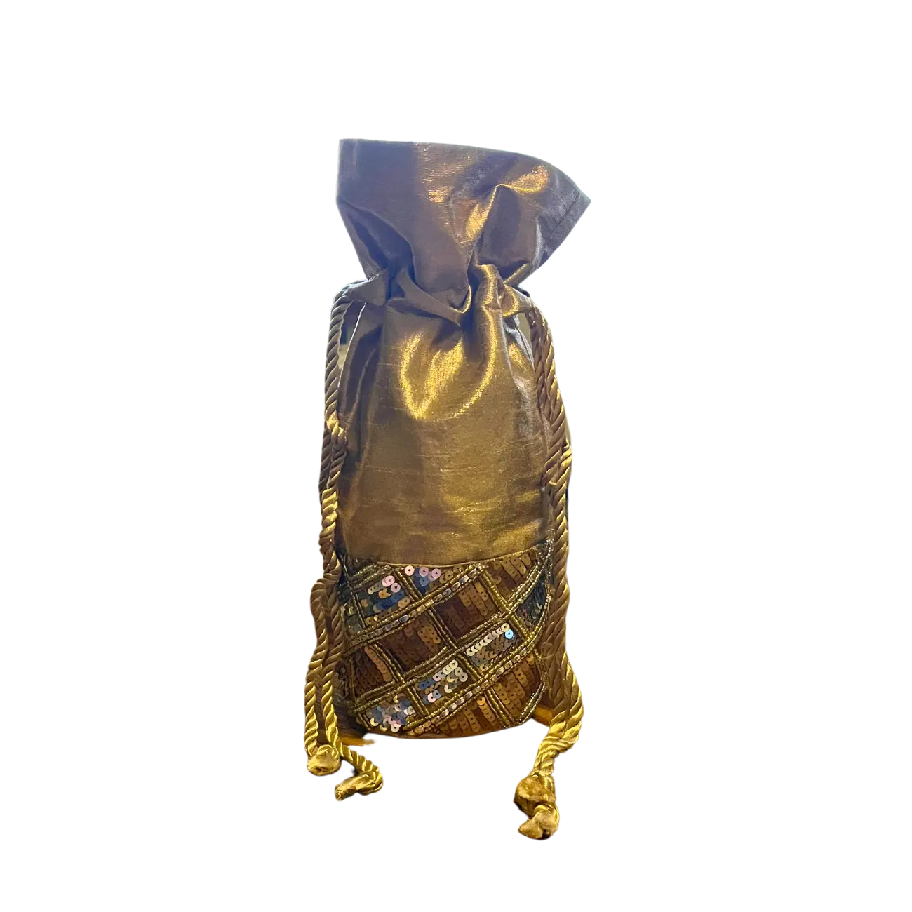 Beaded Plaid Wine Bag