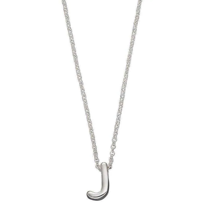 Beginnings J Initial Plain Necklace - Silver