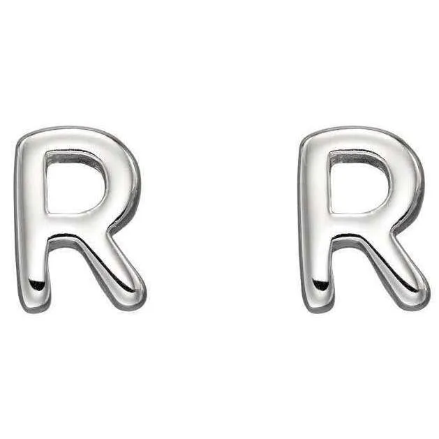 Beginnings R Initial Stud Earrings - Silver
