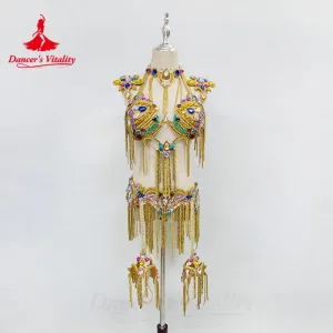 Belly Dance Performance Costume for Women Senior AB Stones Professional Clothing Set Custom Adult Child Belly Dance Outfit