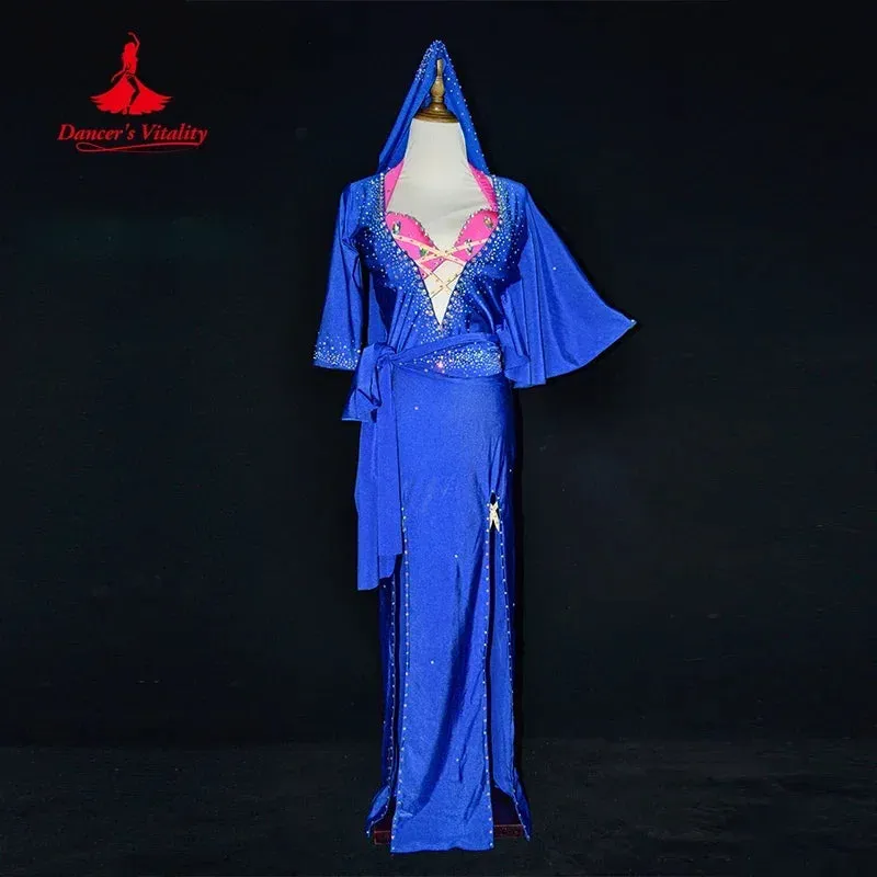 Belly Dance Performance Costume Suit for Women Custom Robe bra belt hip Scarf 4pcs Adult Child Baladi Shaabi Competiton Suit