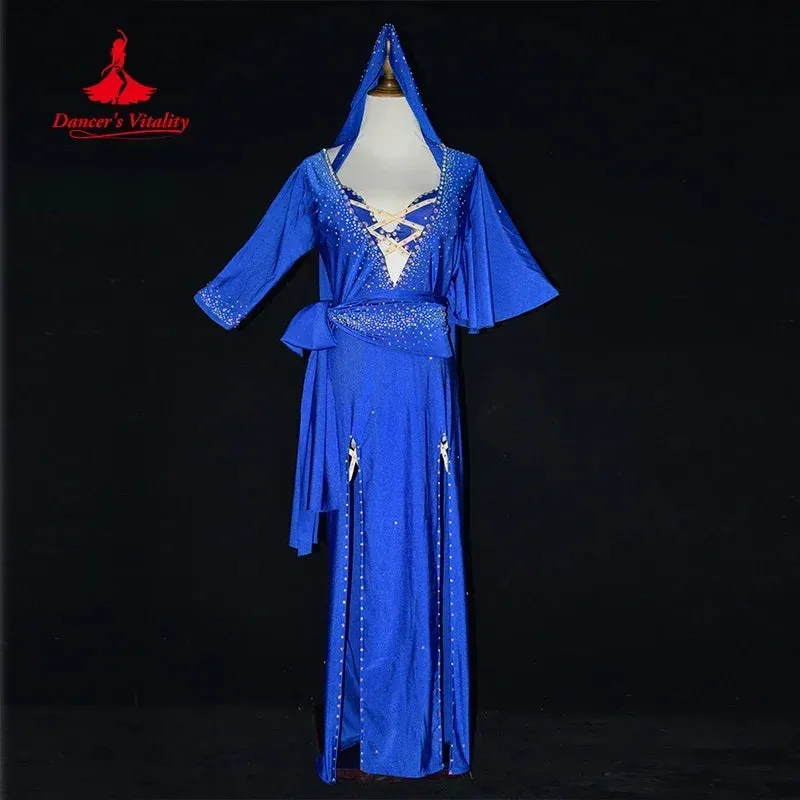 Belly Dance Performance Costume Suit for Women Custom Robe bra belt hip Scarf 4pcs Adult Child Baladi Shaabi Competiton Suit