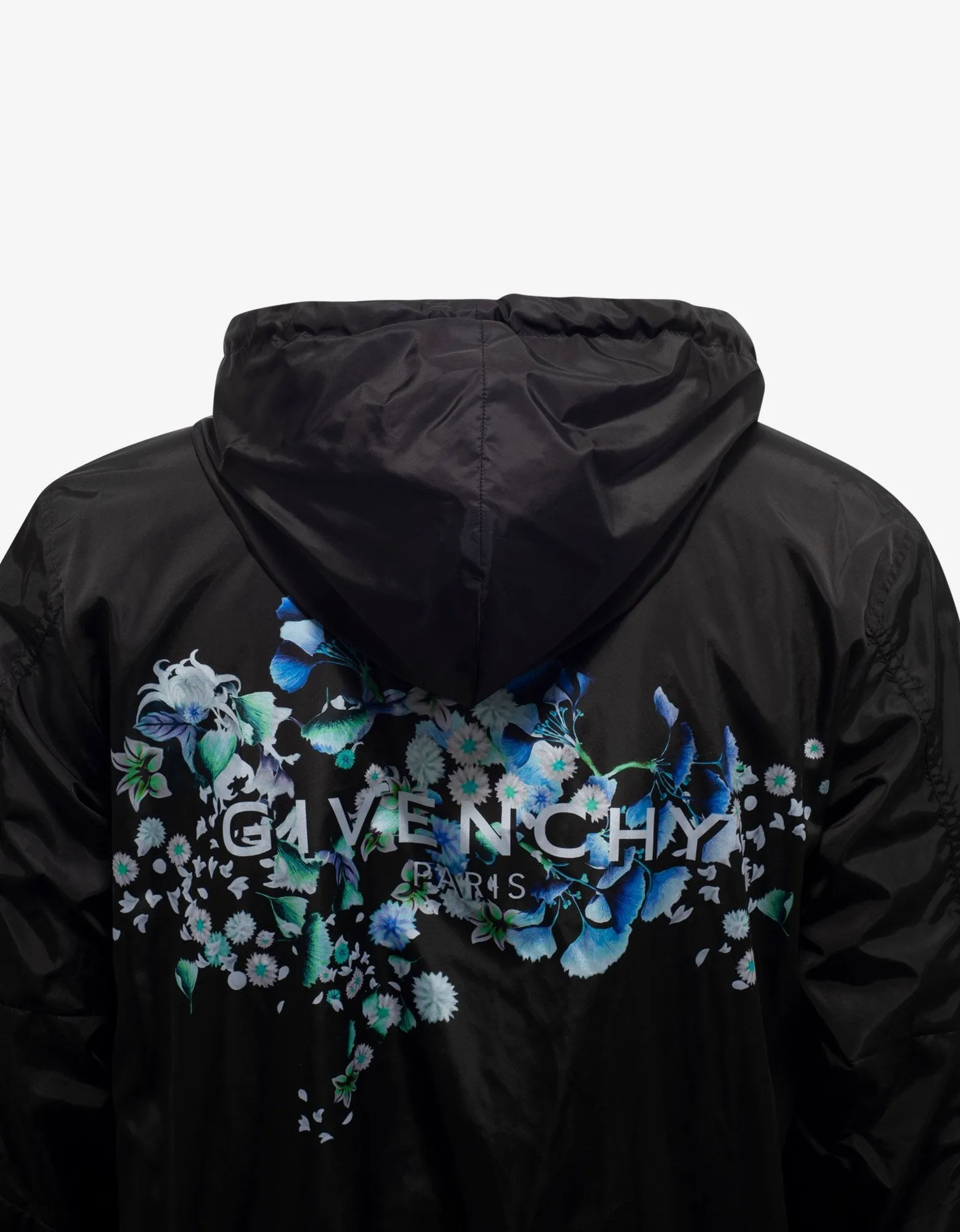 Black Floral Back Print Windbreaker -