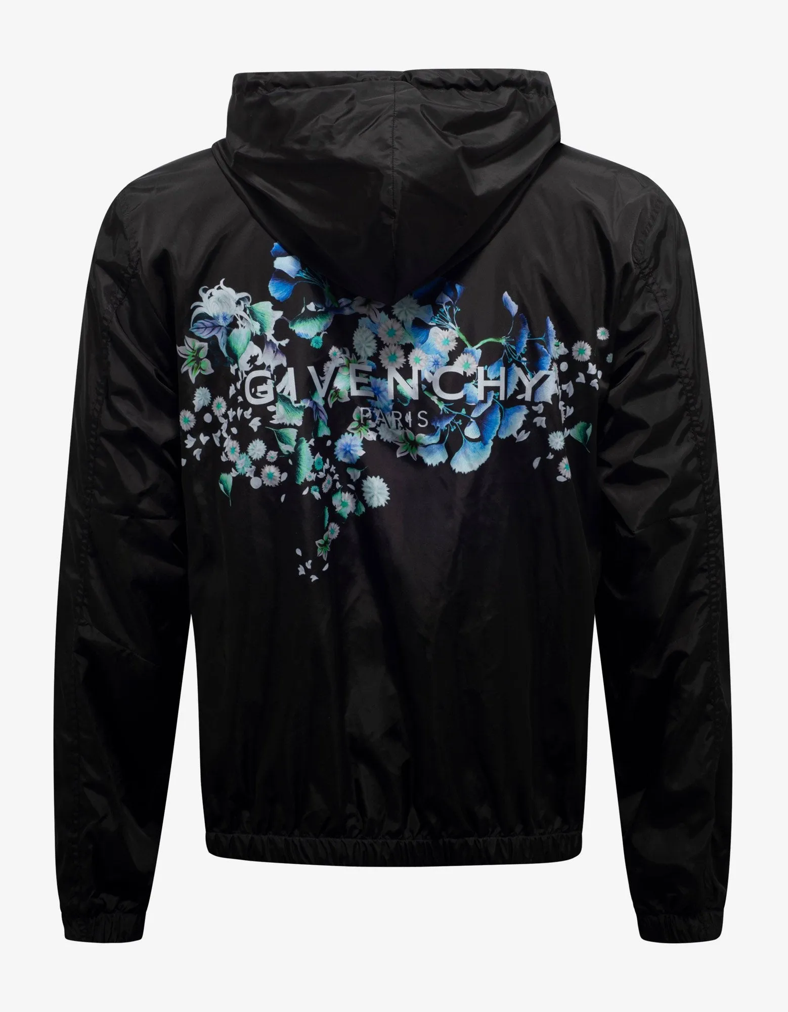 Black Floral Back Print Windbreaker -