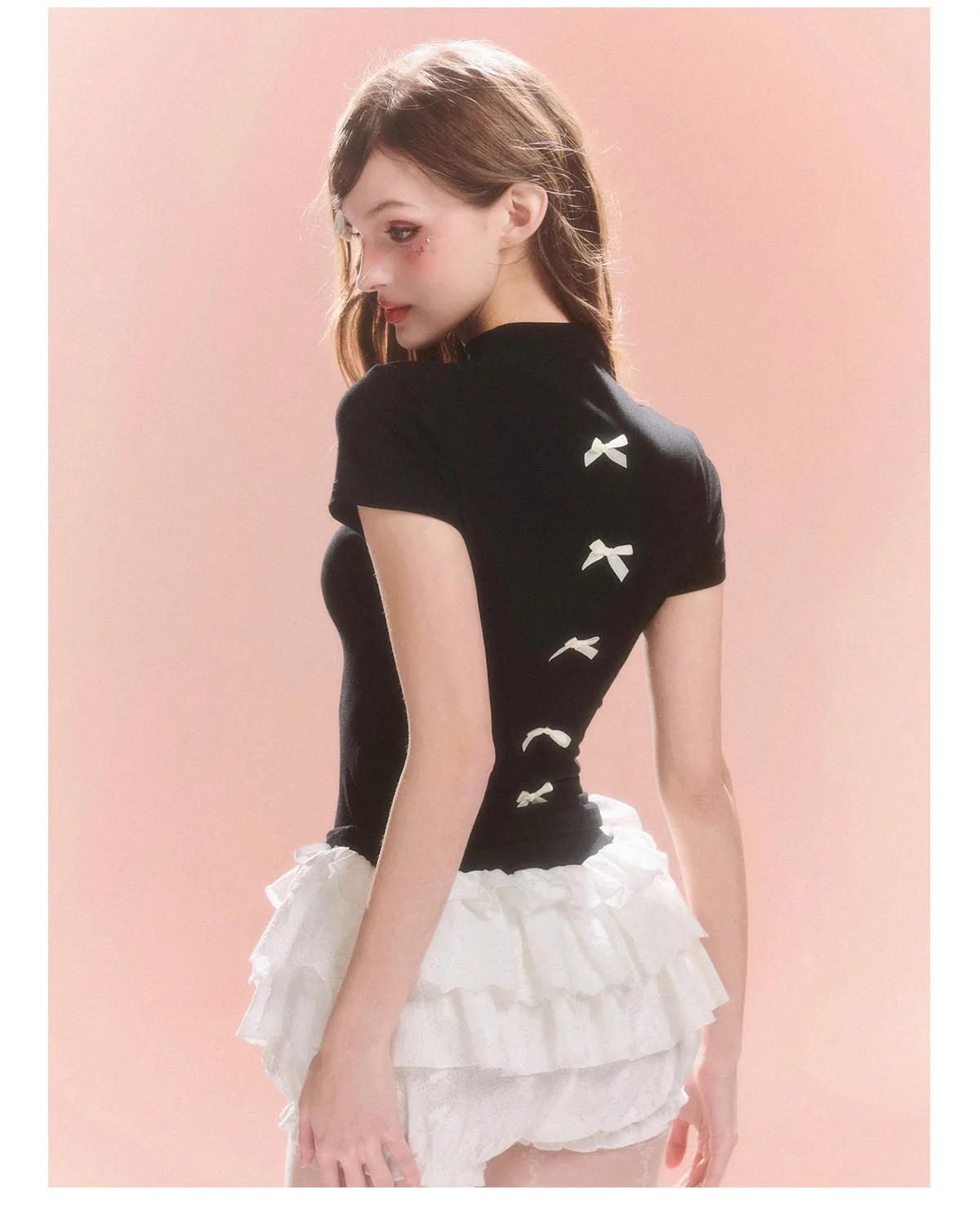 Black short sleeve T-shirt for women summer slim fit hottie