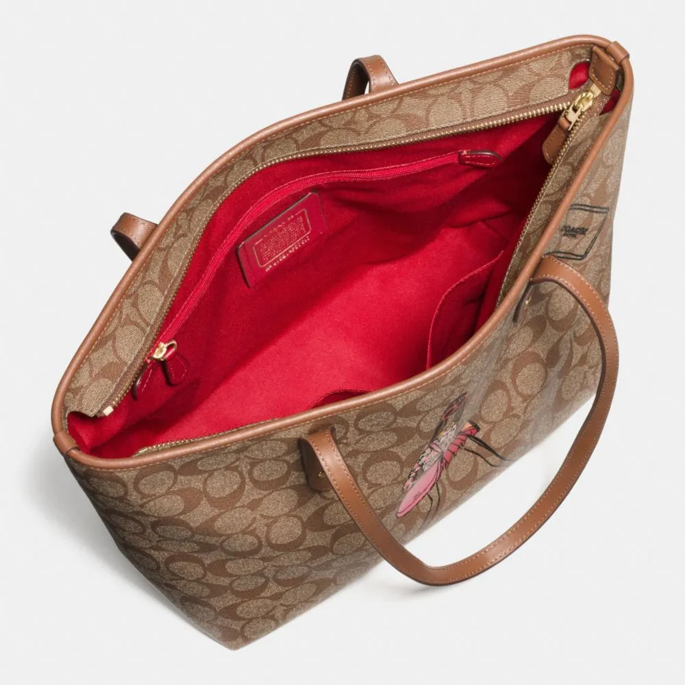 COACH BONNIE CASHIN CITY ZIP TOTE IN SIGNATURE COATED CANVAS