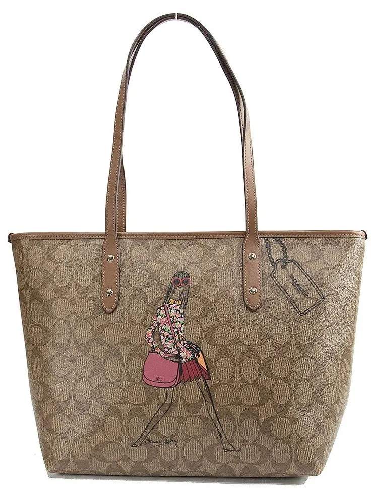 COACH BONNIE CASHIN CITY ZIP TOTE IN SIGNATURE COATED CANVAS