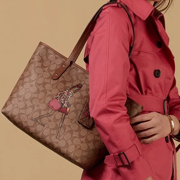 COACH BONNIE CASHIN CITY ZIP TOTE IN SIGNATURE COATED CANVAS