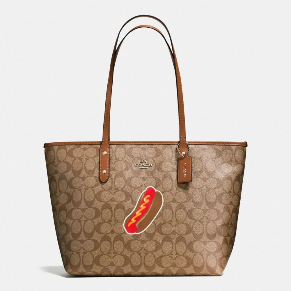 COACH NYC HOT DOG CITY ZIP TOTE IN SIGNATURE