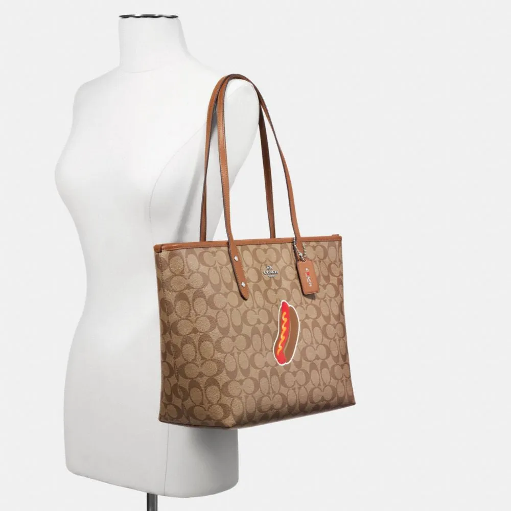 COACH NYC HOT DOG CITY ZIP TOTE IN SIGNATURE