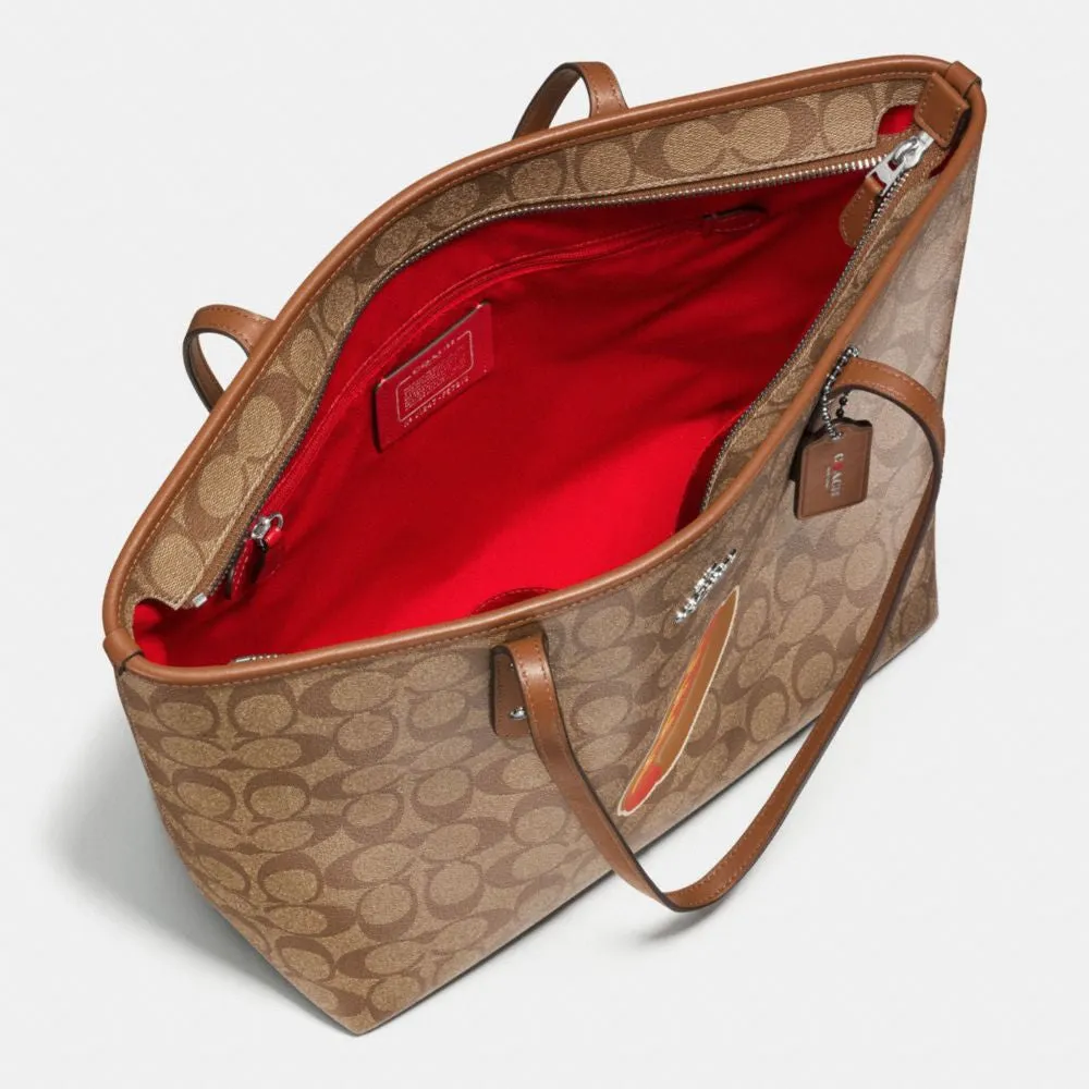 COACH NYC HOT DOG CITY ZIP TOTE IN SIGNATURE
