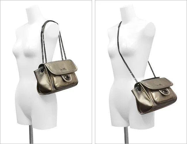 COACH RANGER FLAP CROSSBODY IN METALLIC LEATHER