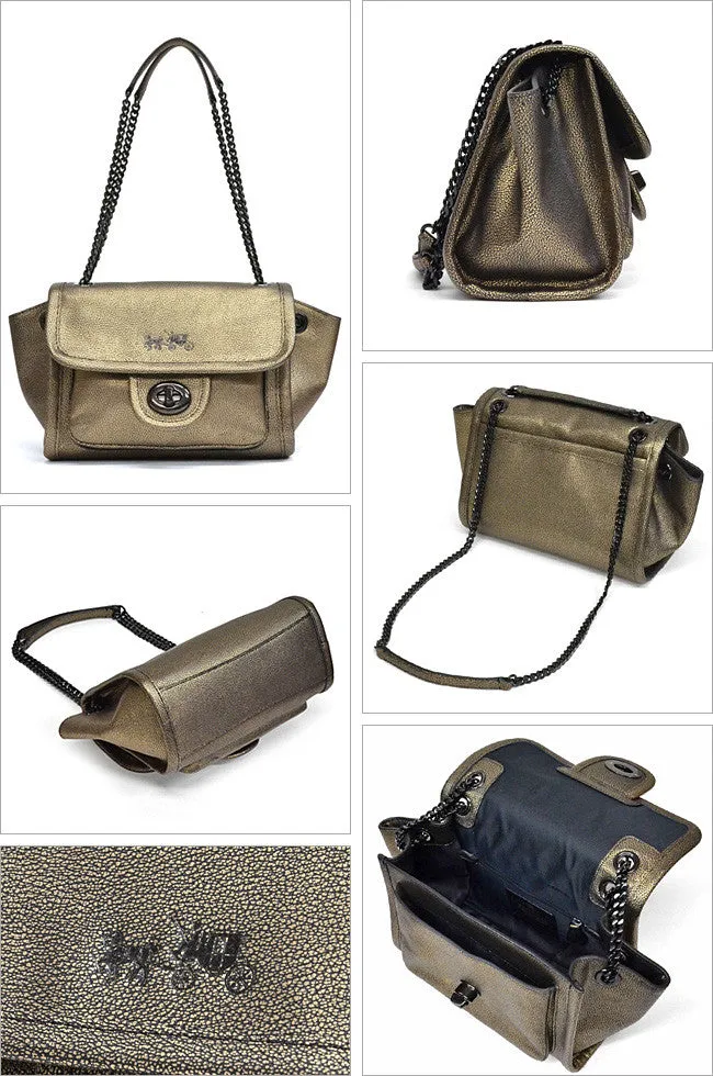 COACH RANGER FLAP CROSSBODY IN METALLIC LEATHER