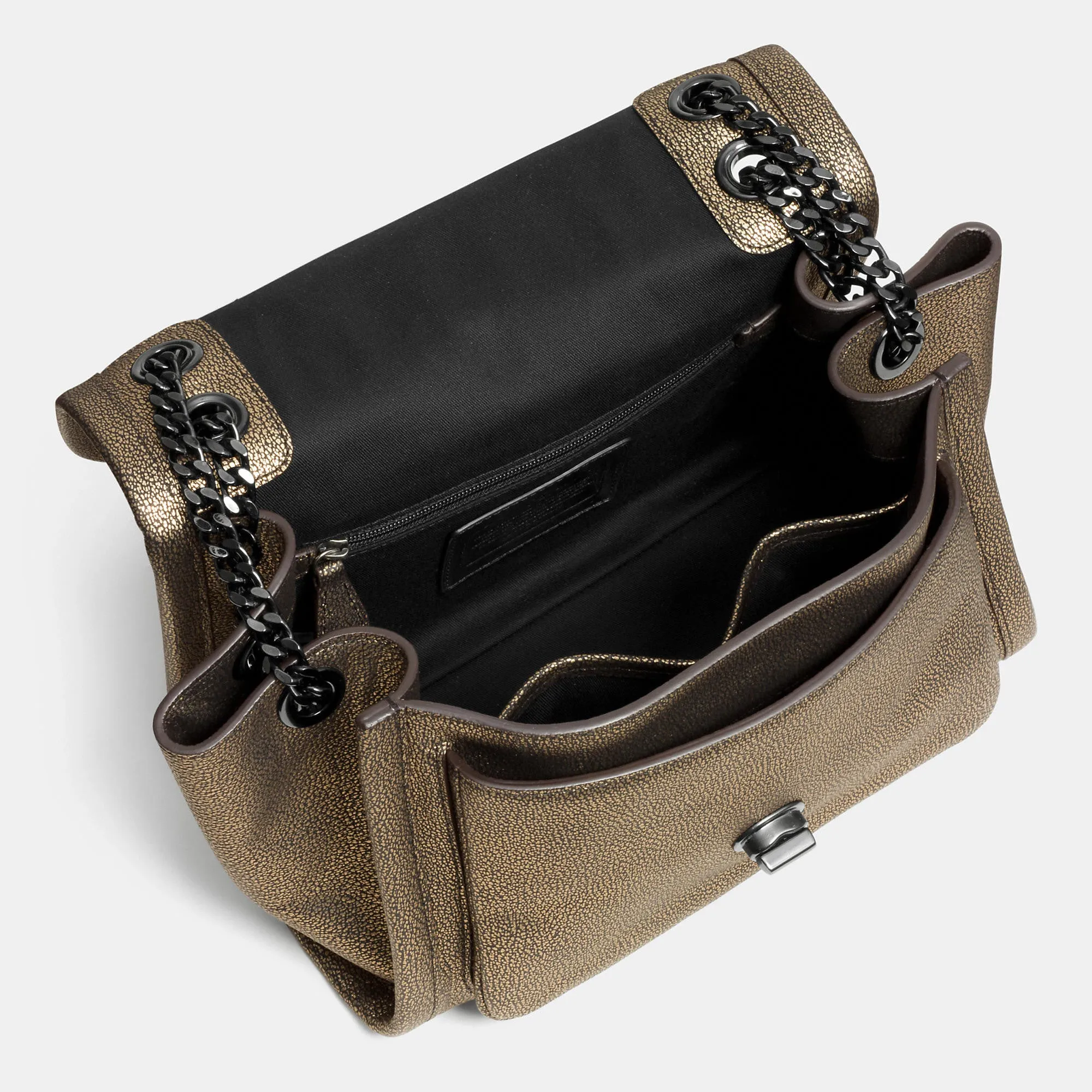 COACH RANGER FLAP CROSSBODY IN METALLIC LEATHER