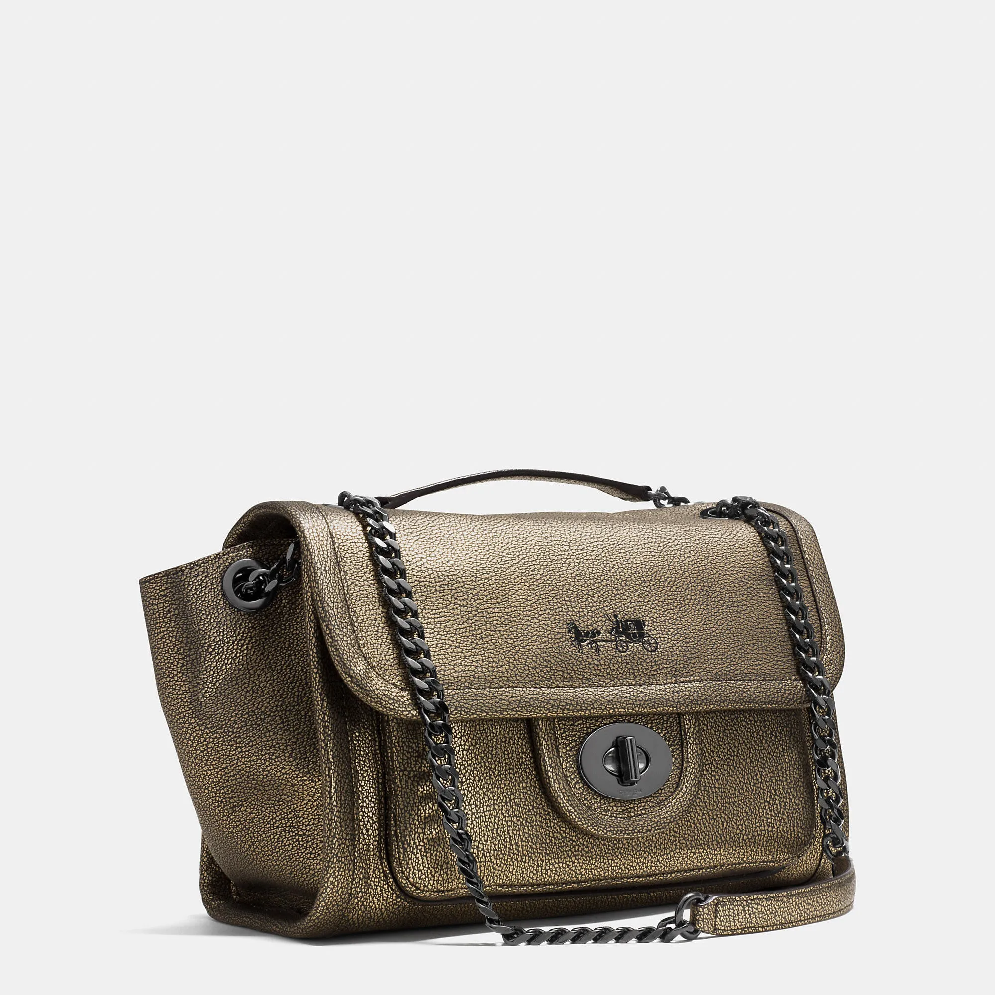 COACH RANGER FLAP CROSSBODY IN METALLIC LEATHER