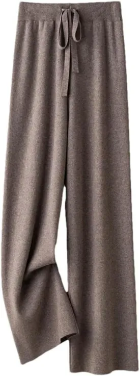 DBFBDTU Women Knit Thick Loose Pants Solid Wide Leg Soft Trousers Business Casual Warm Pants