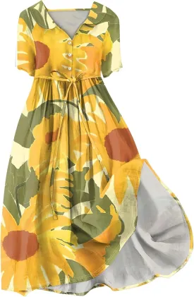 Dresses for Women 2025 Tie Swing Spring Summer Maxi Dress Short Sleeve Womens Summer