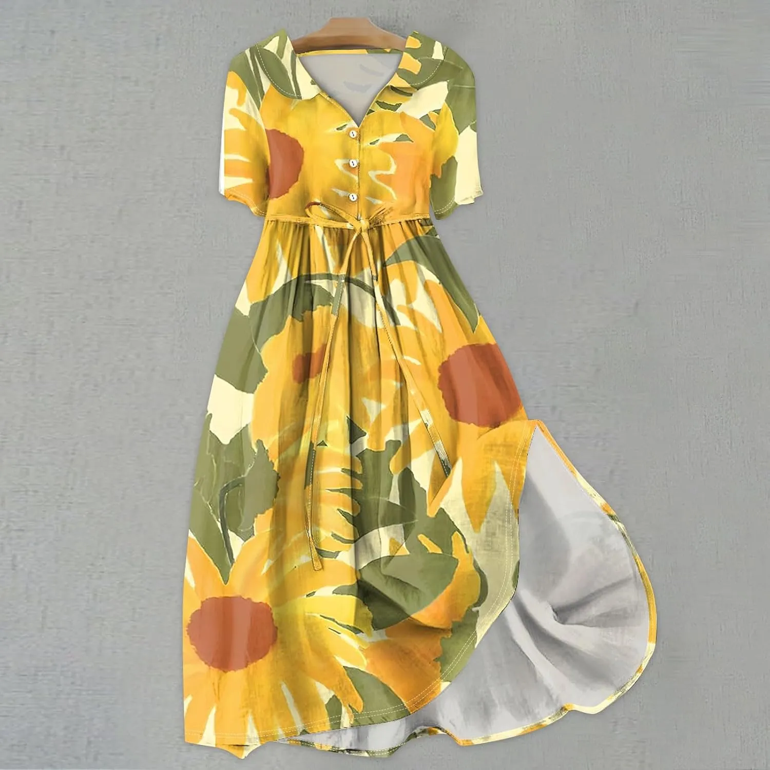 Dresses for Women 2025 Tie Swing Spring Summer Maxi Dress Short Sleeve Womens Summer