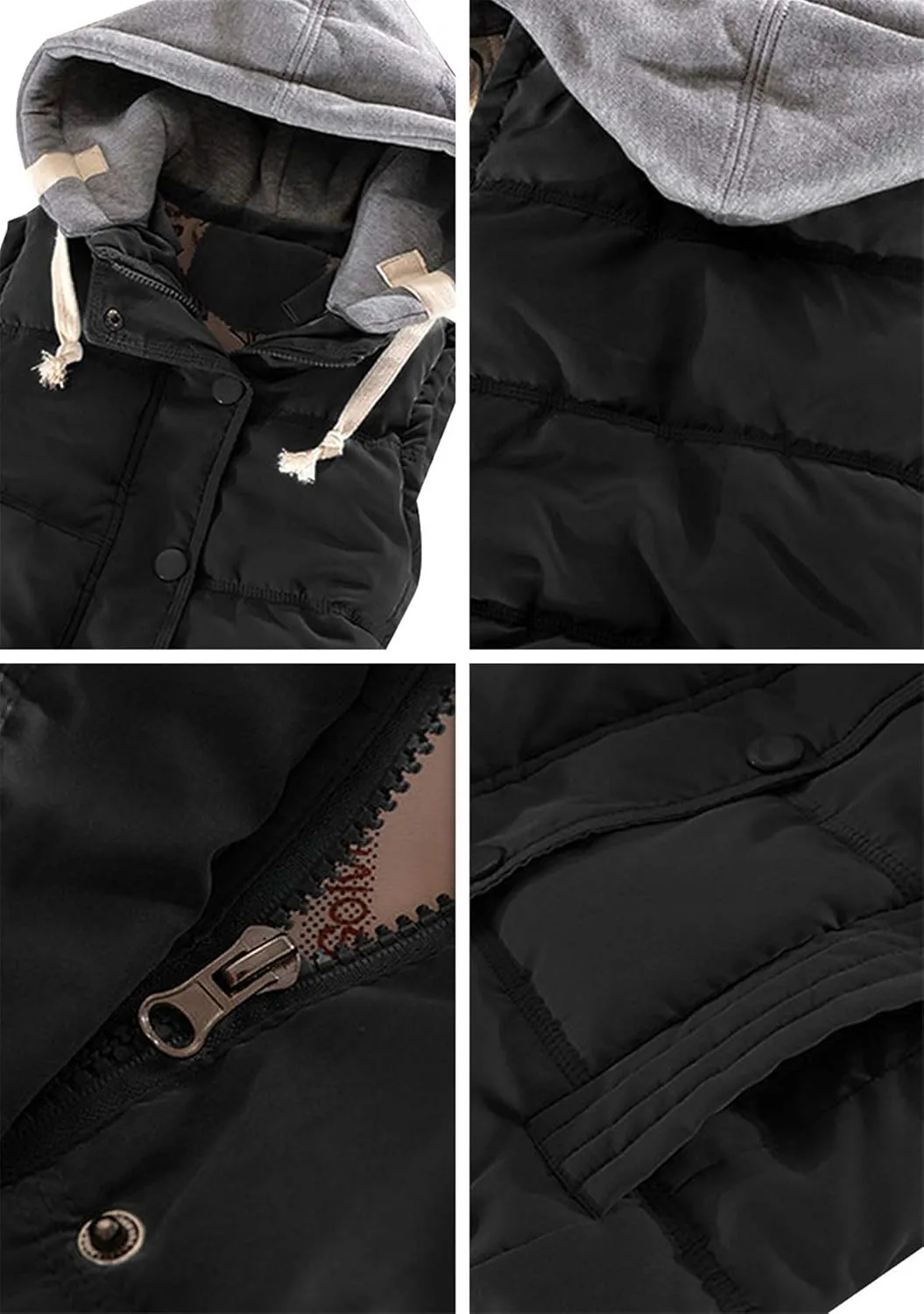 FLITAY Women's Sleeveless Hoodie Vest Quilted Winter Slim Fit Vest Coat