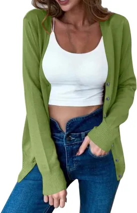 for Ladies Fall Winter Long Sleeve Vneck Sweater Loose Fit Oversized Crochet Warm Knit Cardigan Basic Women 2025
