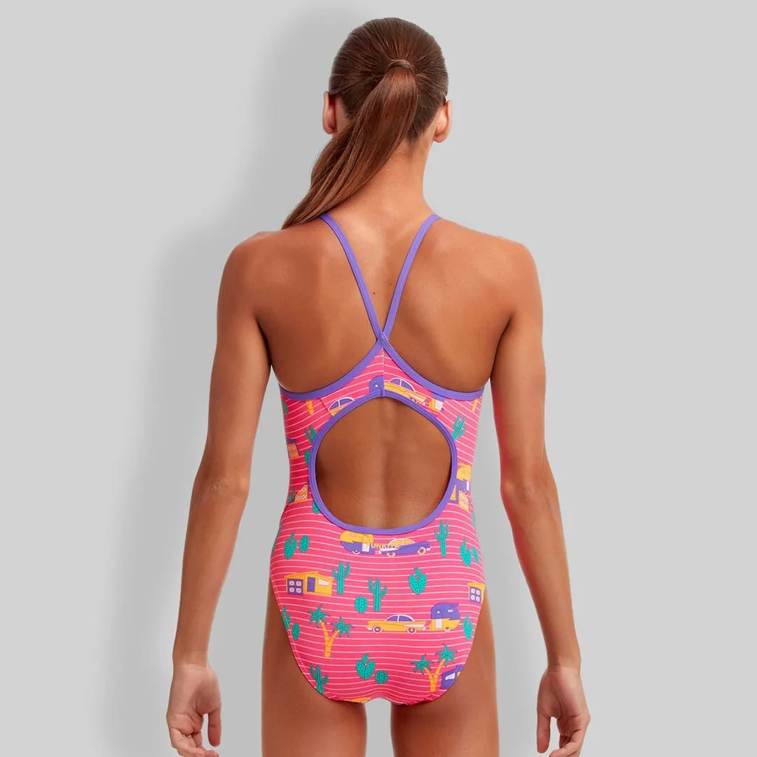 Funkita Girl's Diamond Back One Piece | Pinky Palm