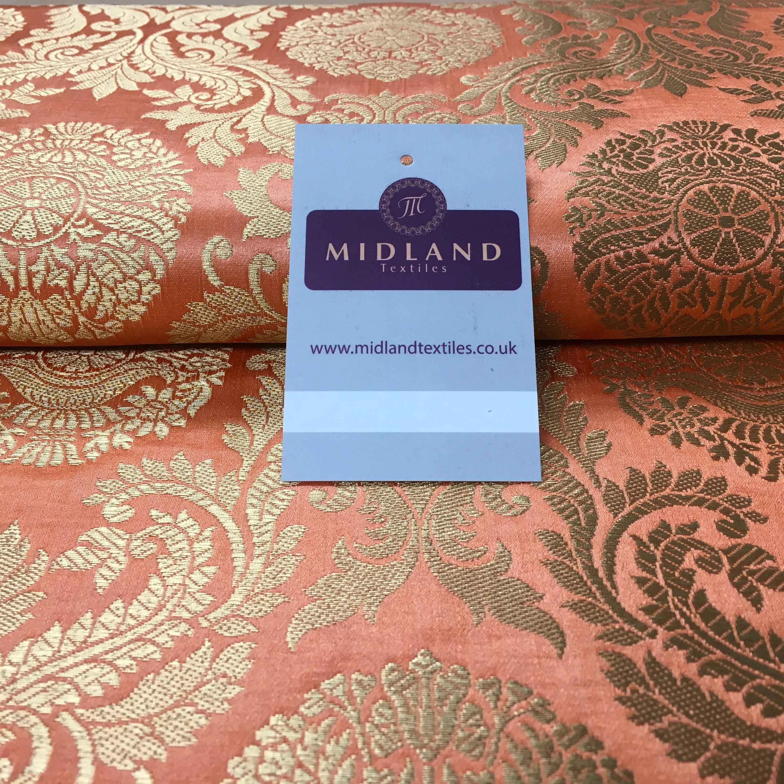Gold Metallic Ornamental Indian Faux Silk Banarsi brocade Fabric 44" Wide M807