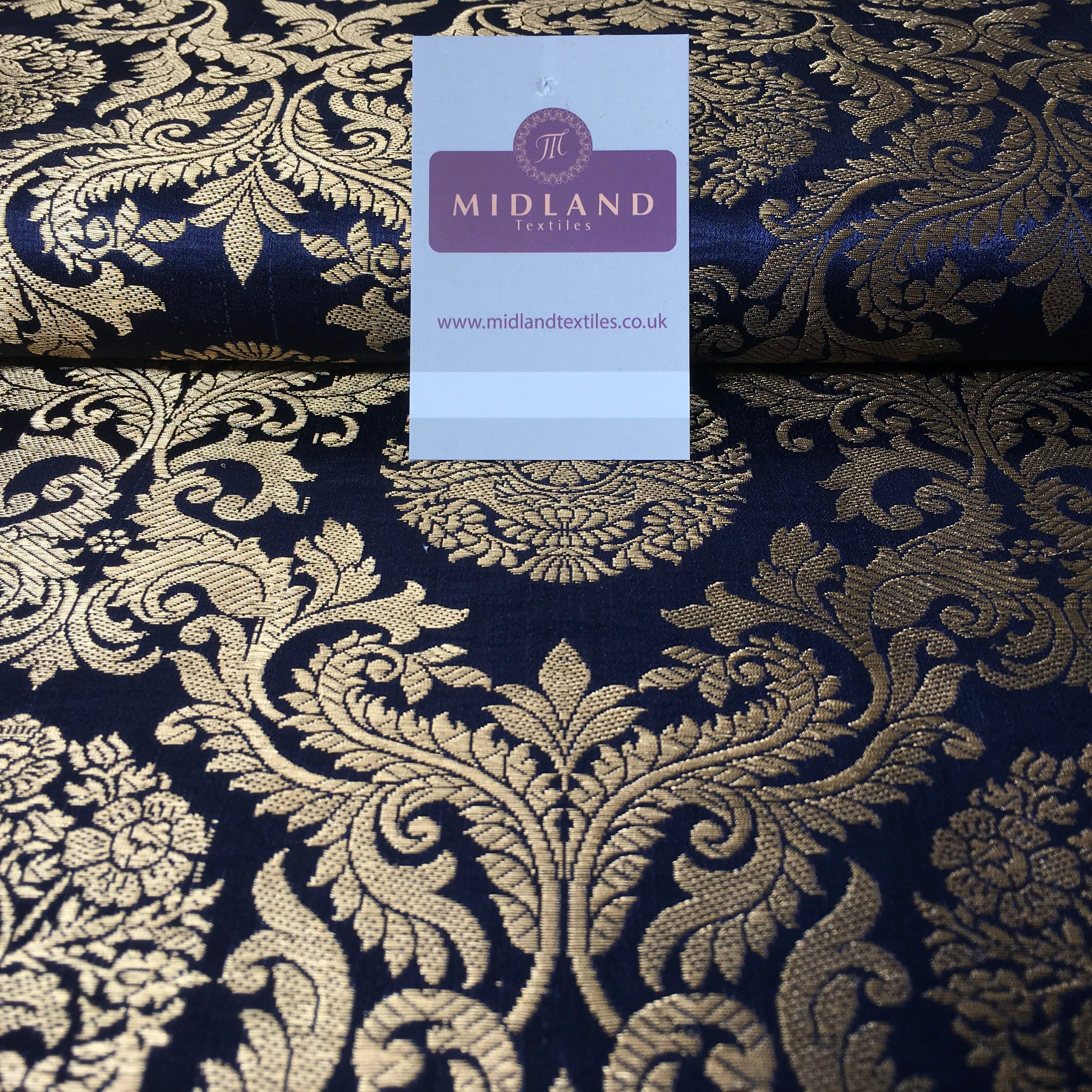 Gold Metallic Ornamental Indian Faux Silk Banarsi brocade Fabric 44" Wide M807