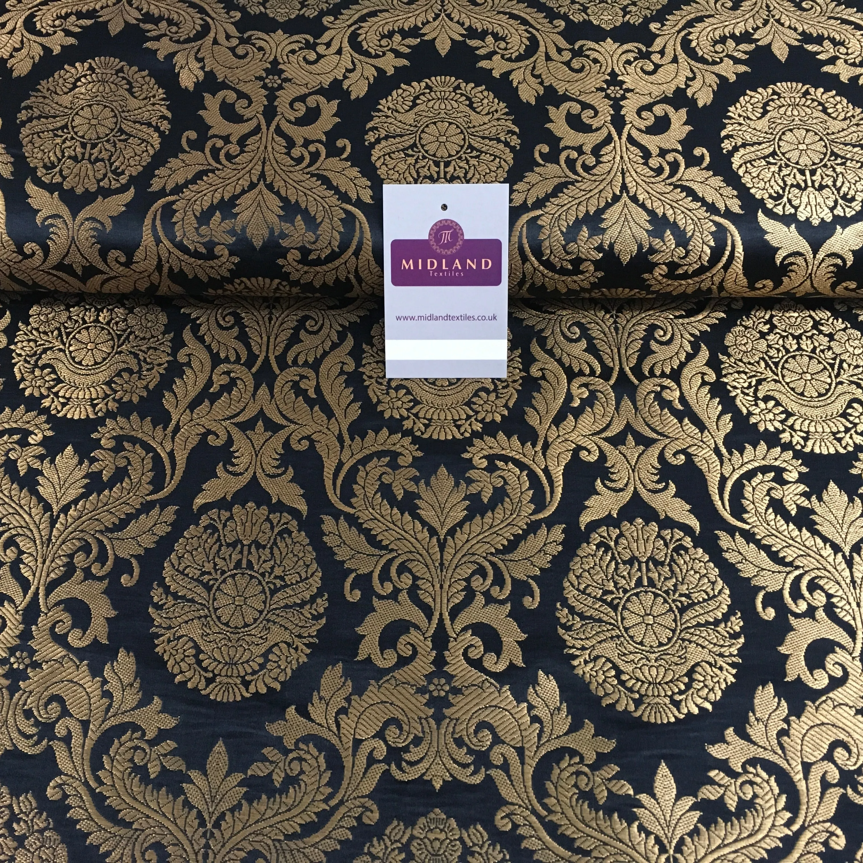 Gold Metallic Ornamental Indian Faux Silk Banarsi brocade Fabric 44" Wide M807