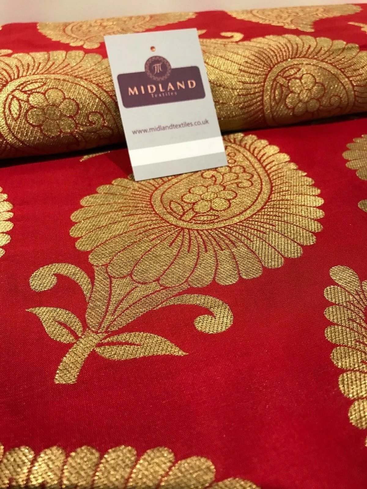 Gold Metallic Paisley Indian banarsi brocade Fabric 44" Wide M808 Mtex