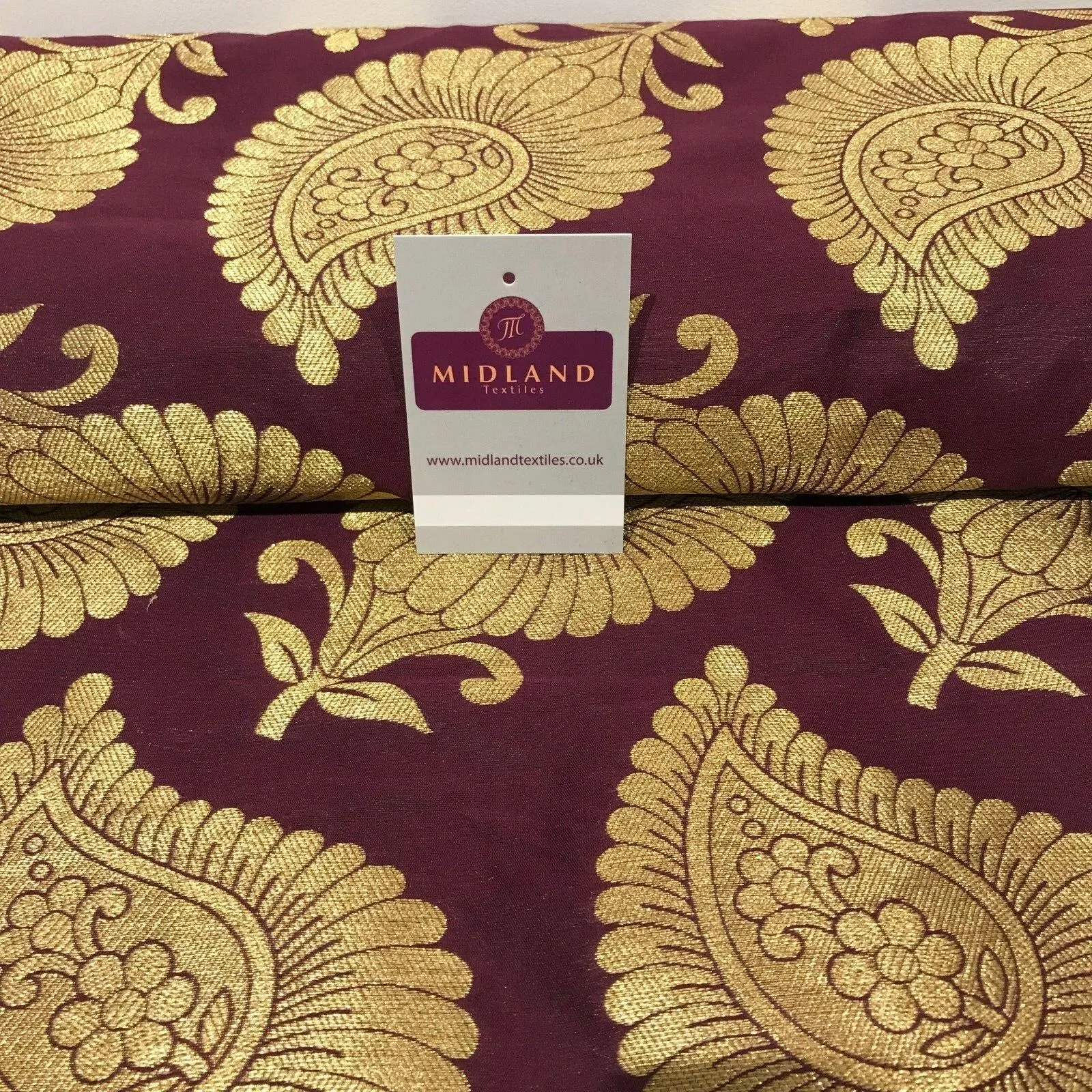 Gold Metallic Paisley Indian banarsi brocade Fabric 44" Wide M808 Mtex