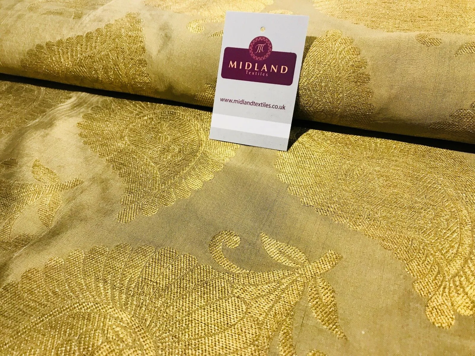 Gold Metallic Paisley Indian banarsi brocade Fabric 44" Wide M808 Mtex