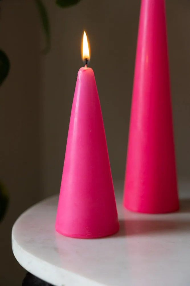 Hot Pink Cone Shaped Candle - 2 Sizes Available