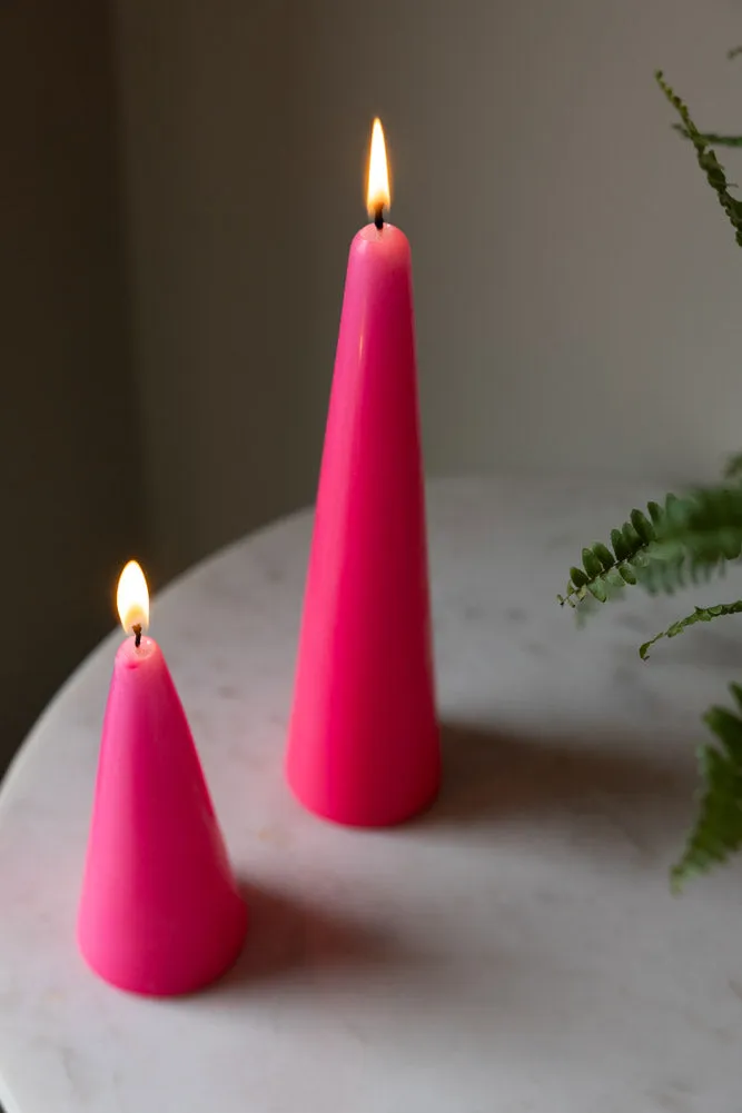 Hot Pink Cone Shaped Candle - 2 Sizes Available