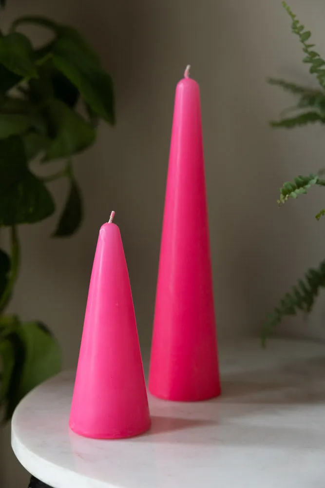 Hot Pink Cone Shaped Candle - 2 Sizes Available