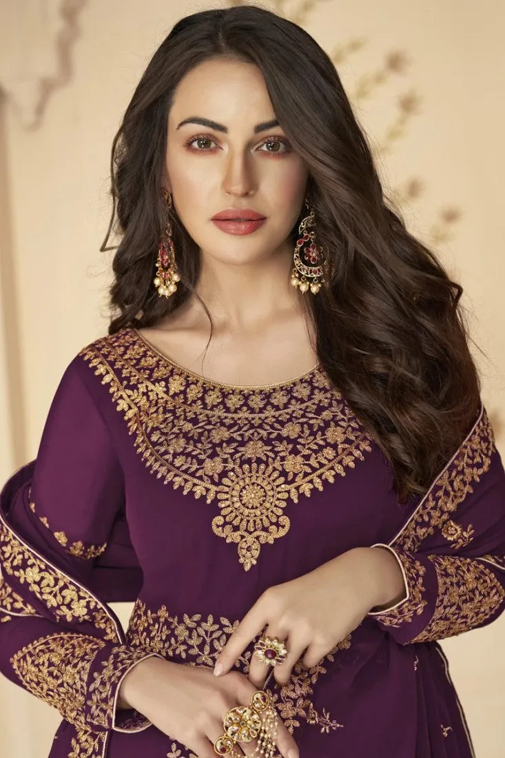 Ideal Purple Front Slit Party Wear Anarkali Suit