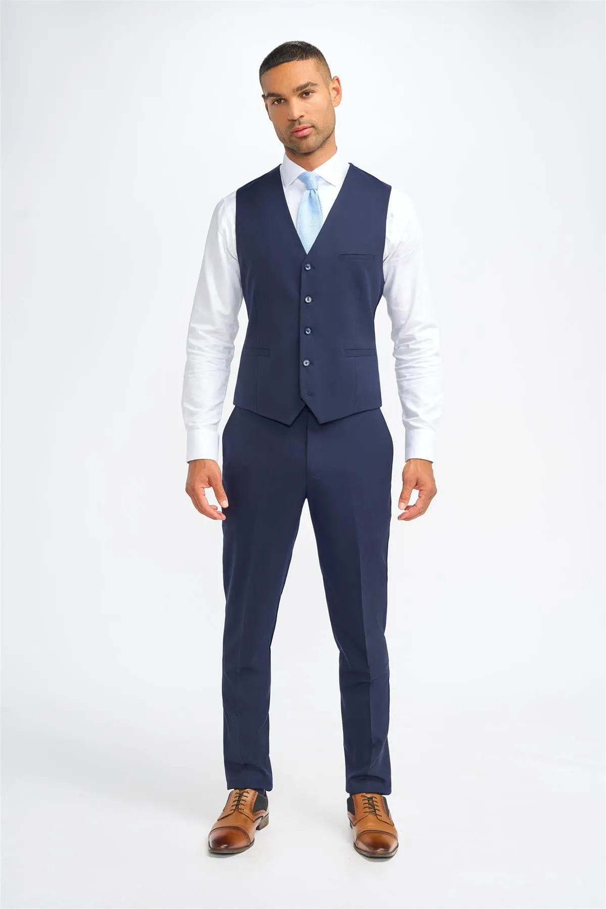 James Navy Super 130s Wool Waistcoat