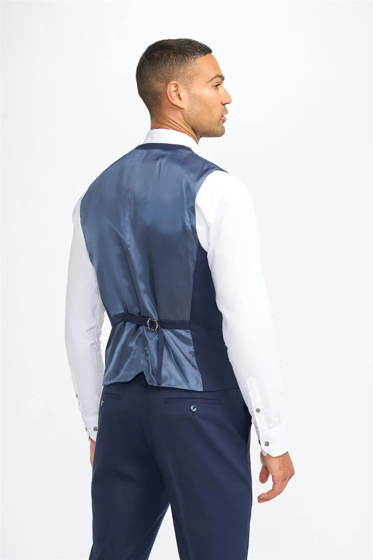 James Navy Super 130s Wool Waistcoat