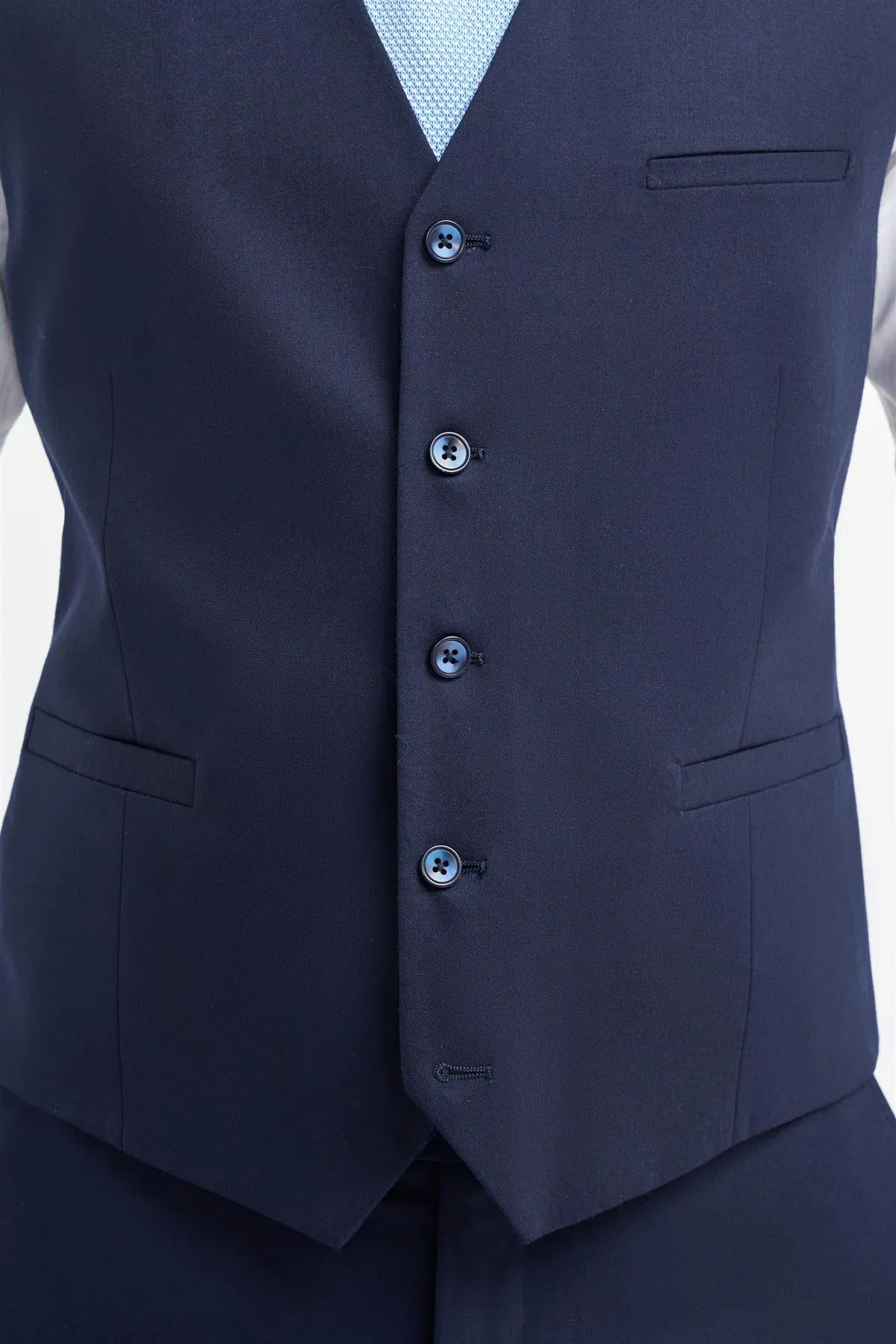James Navy Super 130s Wool Waistcoat