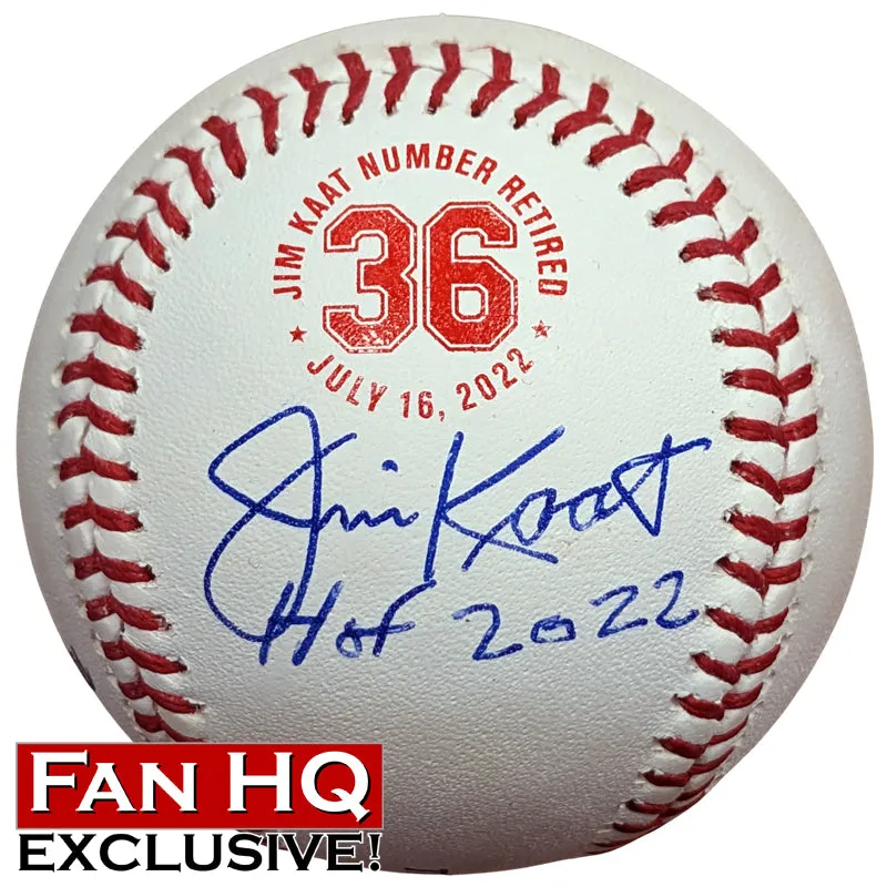 Jim Kaat Signed and Inscribed "HOF 22" Fan HQ Exclusive Number Retired Baseball Minnesota Twins