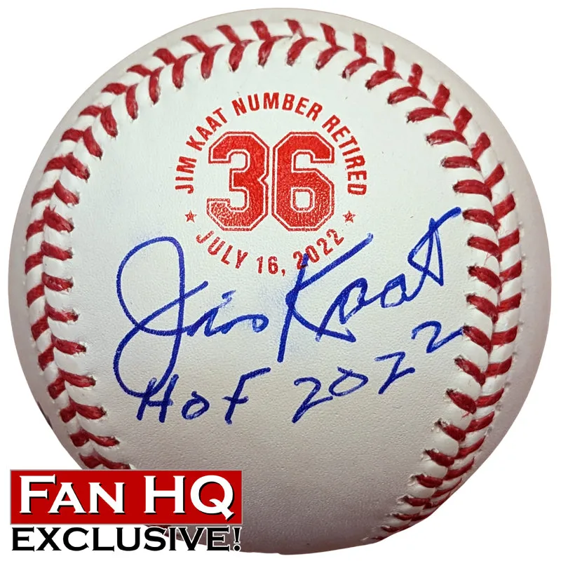 Jim Kaat Signed and Inscribed "HOF 22" Fan HQ Exclusive Number Retired Baseball Minnesota Twins