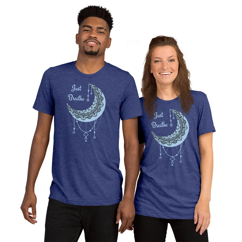 Just Breathe - Short sleeve t-shirt, comfy t-shirt, soft t-shirt, moon