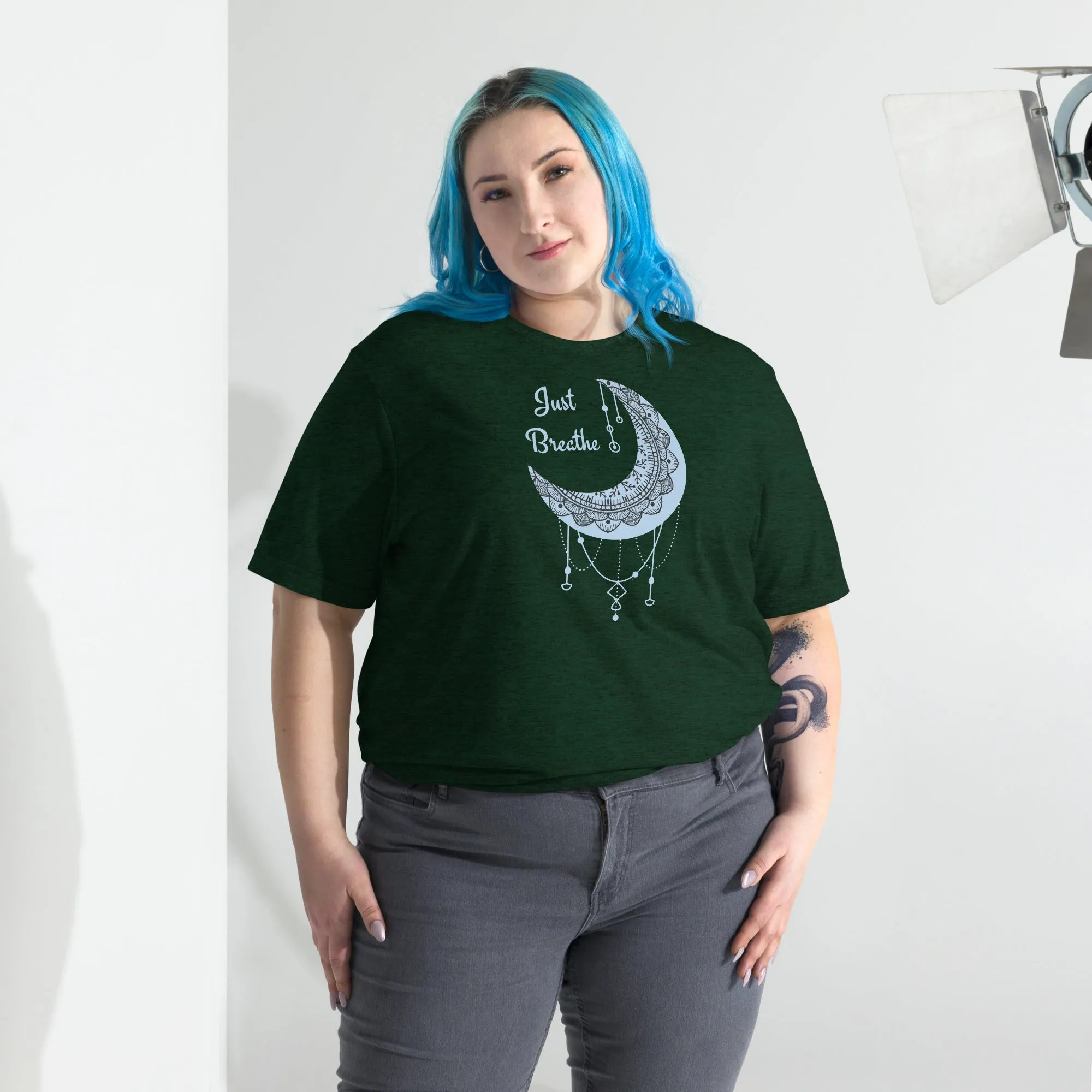 Just Breathe - Short sleeve t-shirt, comfy t-shirt, soft t-shirt, moon