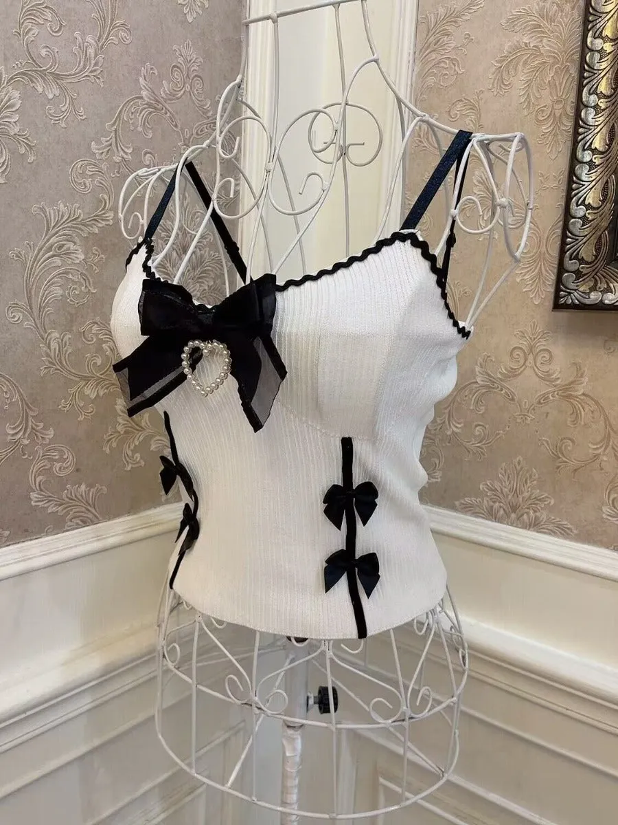 Lolita Princess Bow Love Diamond Short Top American Sweet and Spicy Camisole