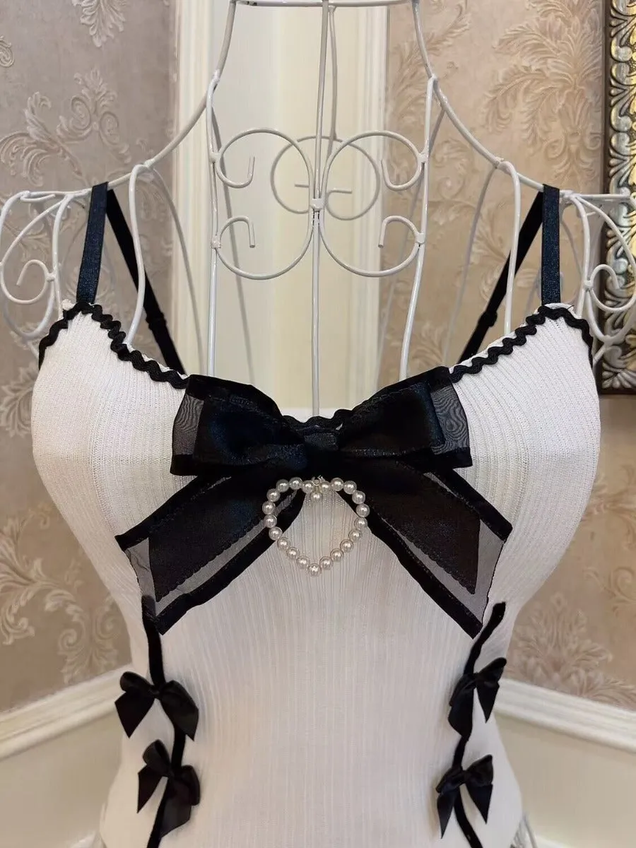 Lolita Princess Bow Love Diamond Short Top American Sweet and Spicy Camisole